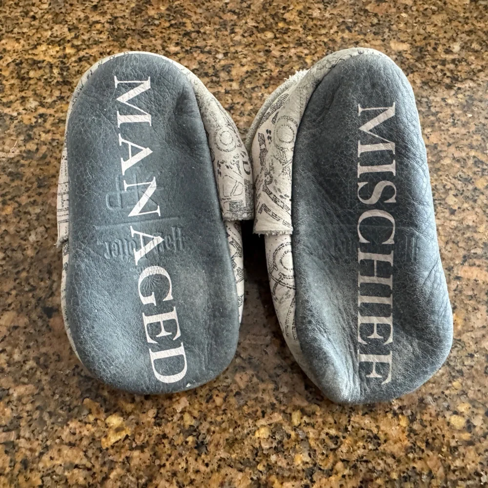 Freshly Picked Cream and Gray Printed Moccasins (Harry Potter)